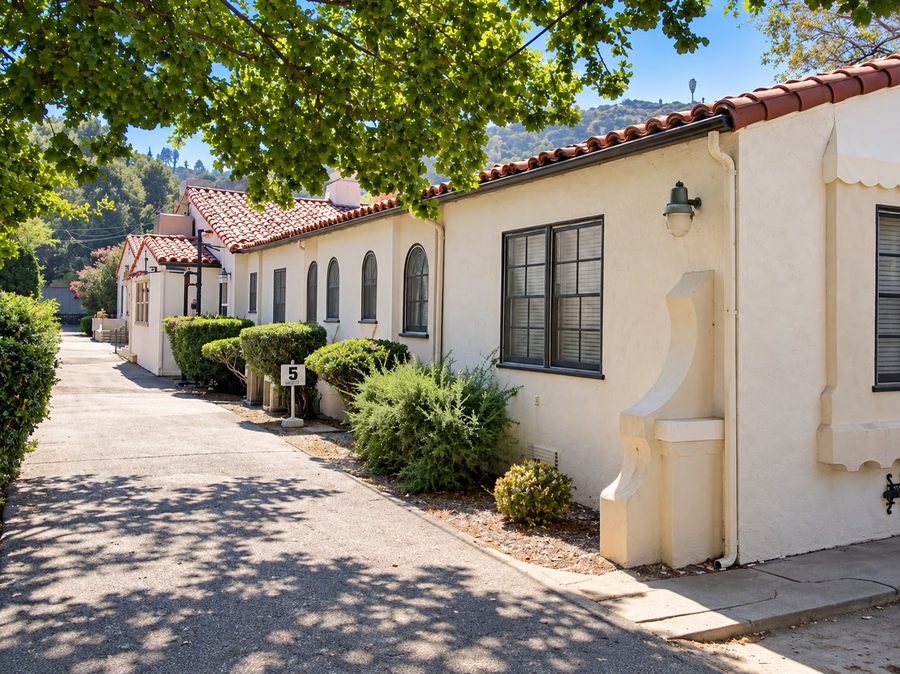 Spanish-style home under the trees